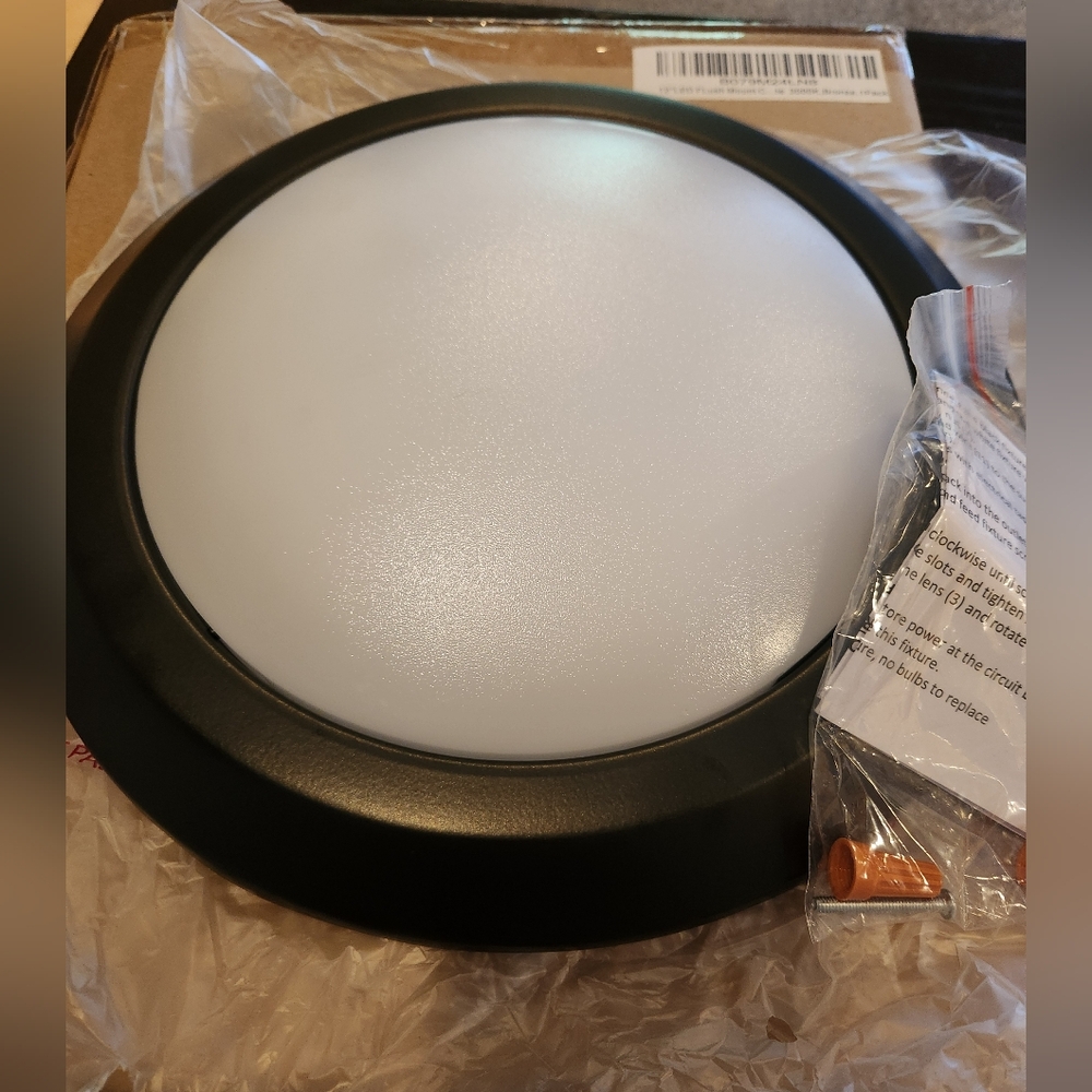 NWT 12" LED Flush Mount Bronze and White Ceiling Light Fixture